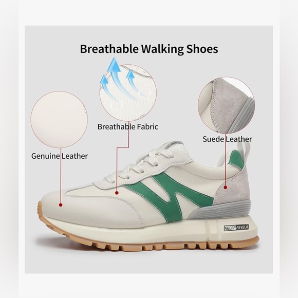 Women Genuine Leather Suede Casual Lace Up Non-Slip Walking Running Shoes 9.5 - Picture 3 of 11